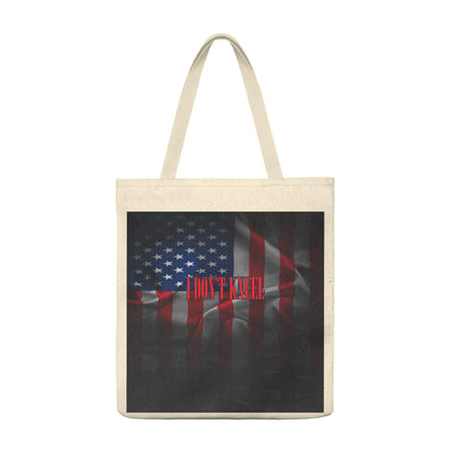 American Flag Dark I Don't Kneel Shoulder Tote Bag - Roomy - Let's Print Big