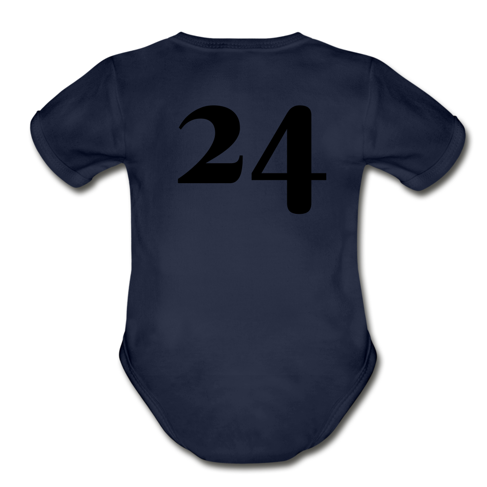 Blue Race Car Super Modified Car Art Organic Short Sleeve Baby Bodysuit - dark navy