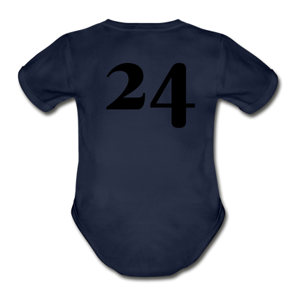 Blue Race Car Super Modified Car Art Organic Short Sleeve Baby Bodysuit - dark navy