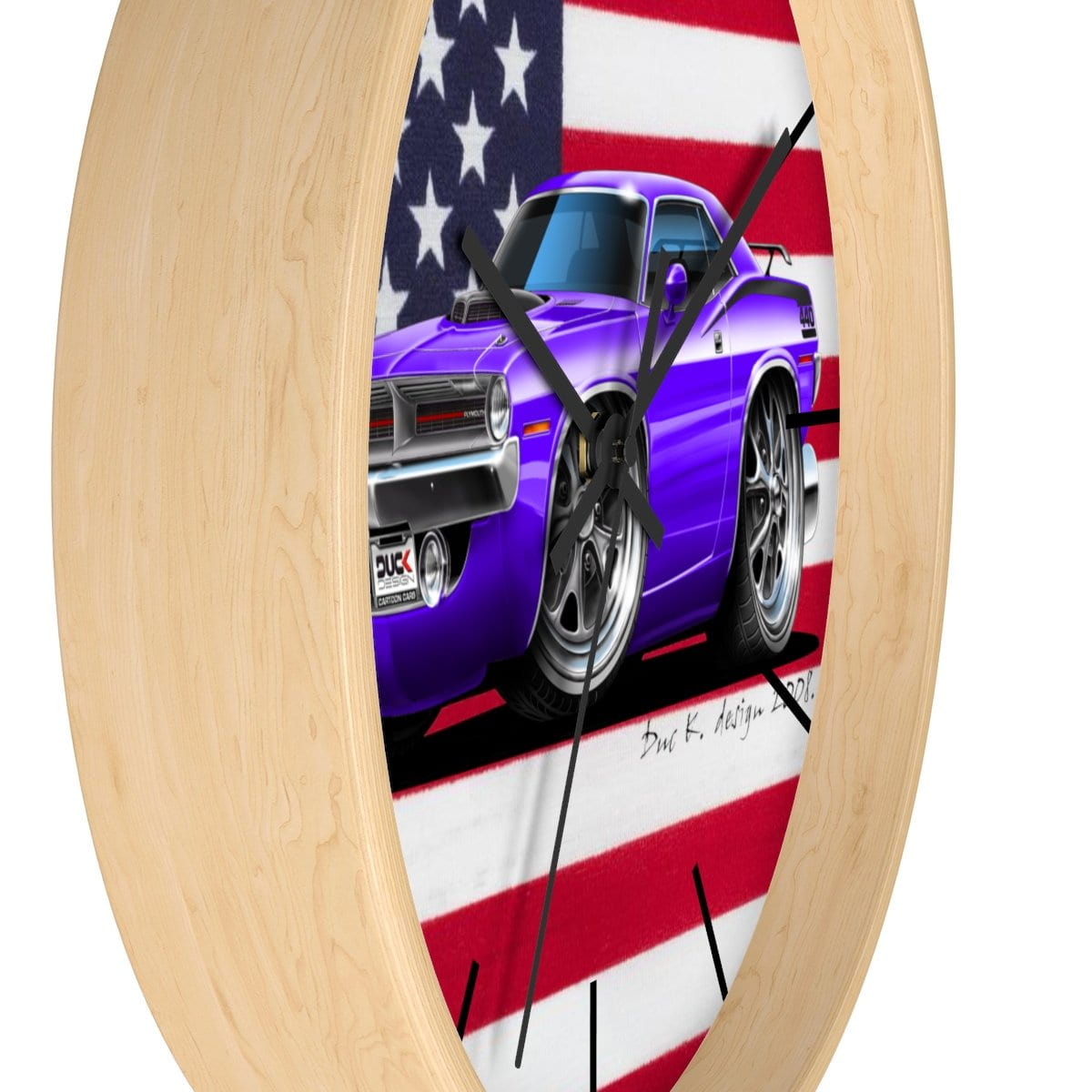 1970 Plymouth Cuda American Flag Wall clock
