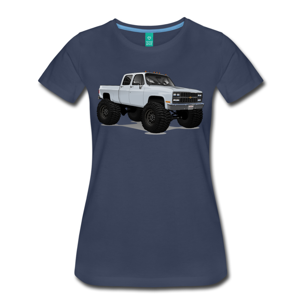 White Chevrolet 4x4 Crew Cab Pickup Truck Women’s Premium T-Shirt - navy