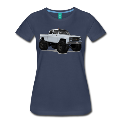 White Chevrolet 4x4 Crew Cab Pickup Truck Women’s Premium T-Shirt - navy