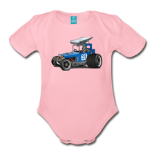 Blue Race Car Super Modified Car Art Organic Short Sleeve Baby Bodysuit - light pink