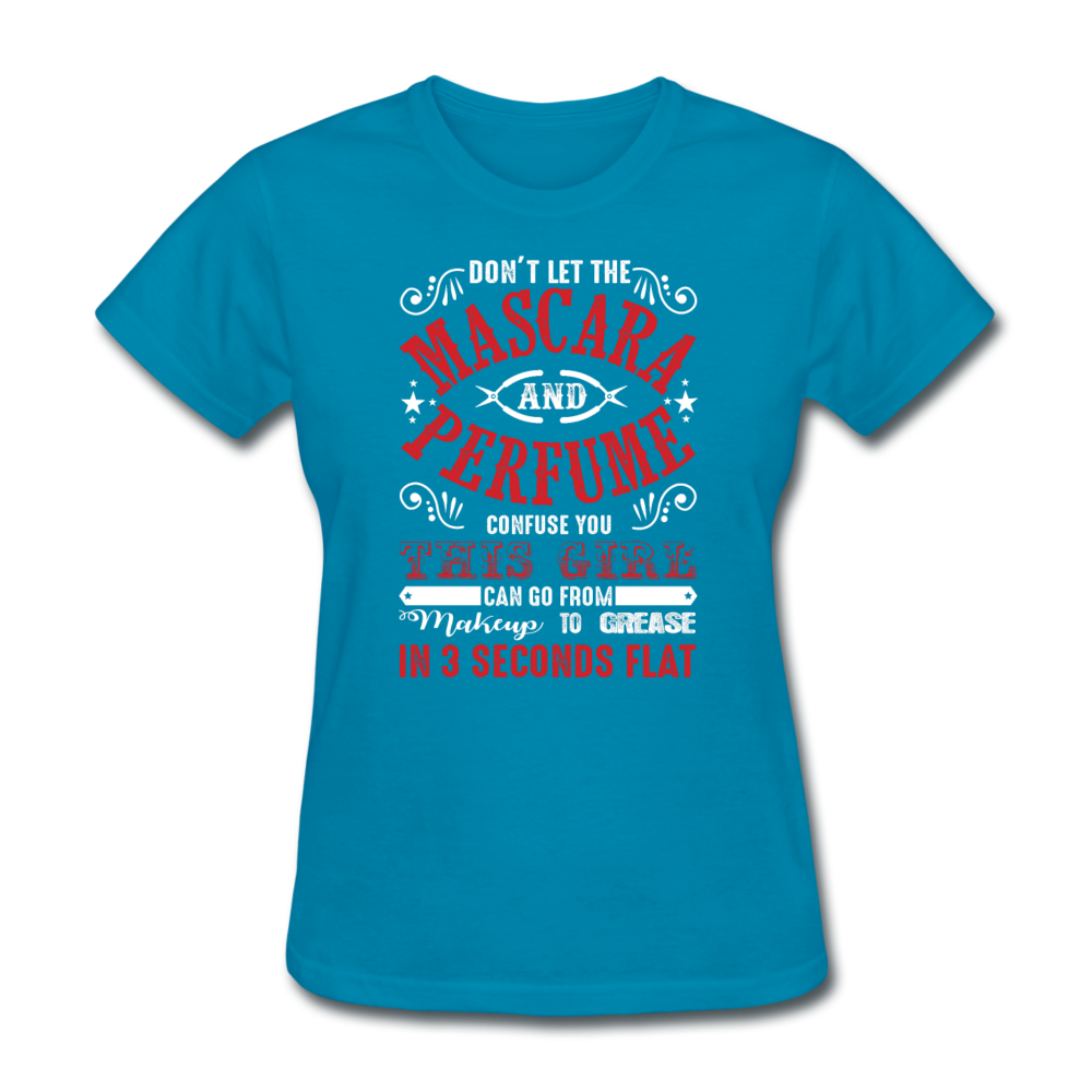 Mascara & Perfume to Grease Mechanic Women's T-Shirt - turquoise