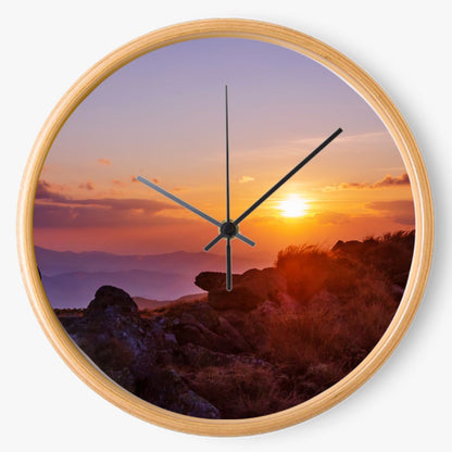 Sunset In the Mountains 10 inch wall clock