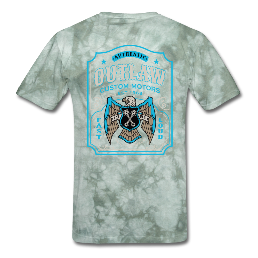 Outlaw Custom Motors Fast Loud Mens T-Shirt - military green tie dye