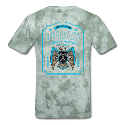 Outlaw Custom Motors Fast Loud Mens T-Shirt - military green tie dye
