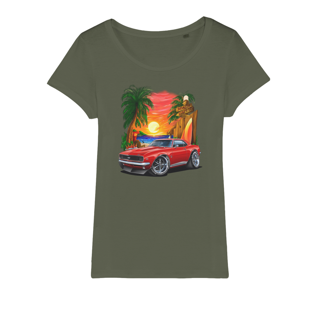1967 Camaro SS Margaritaville Beach Car Art Organic Jersey Womens T-Shirt