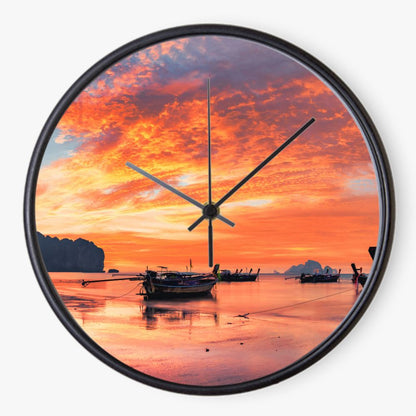 Boat Sunset 10 inch wall clock