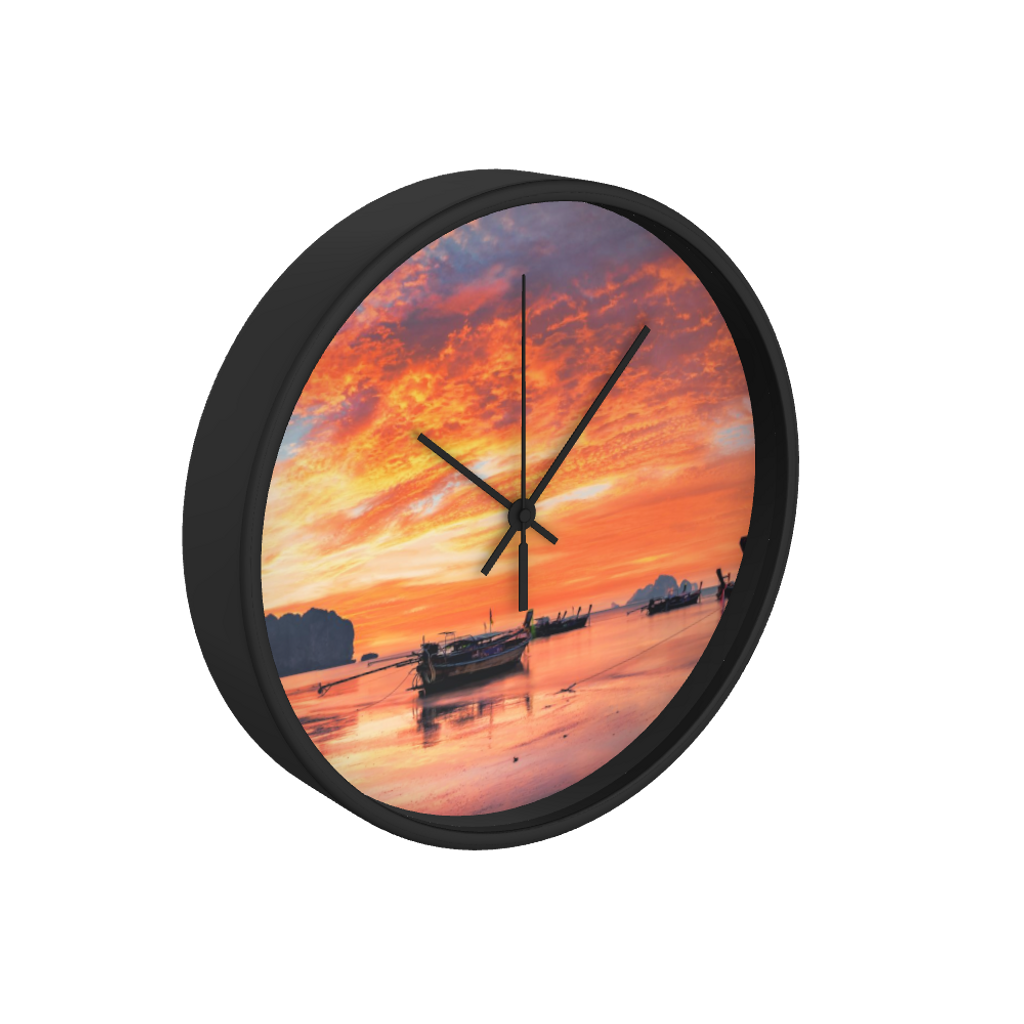 Boat Sunset 10 inch wall clock