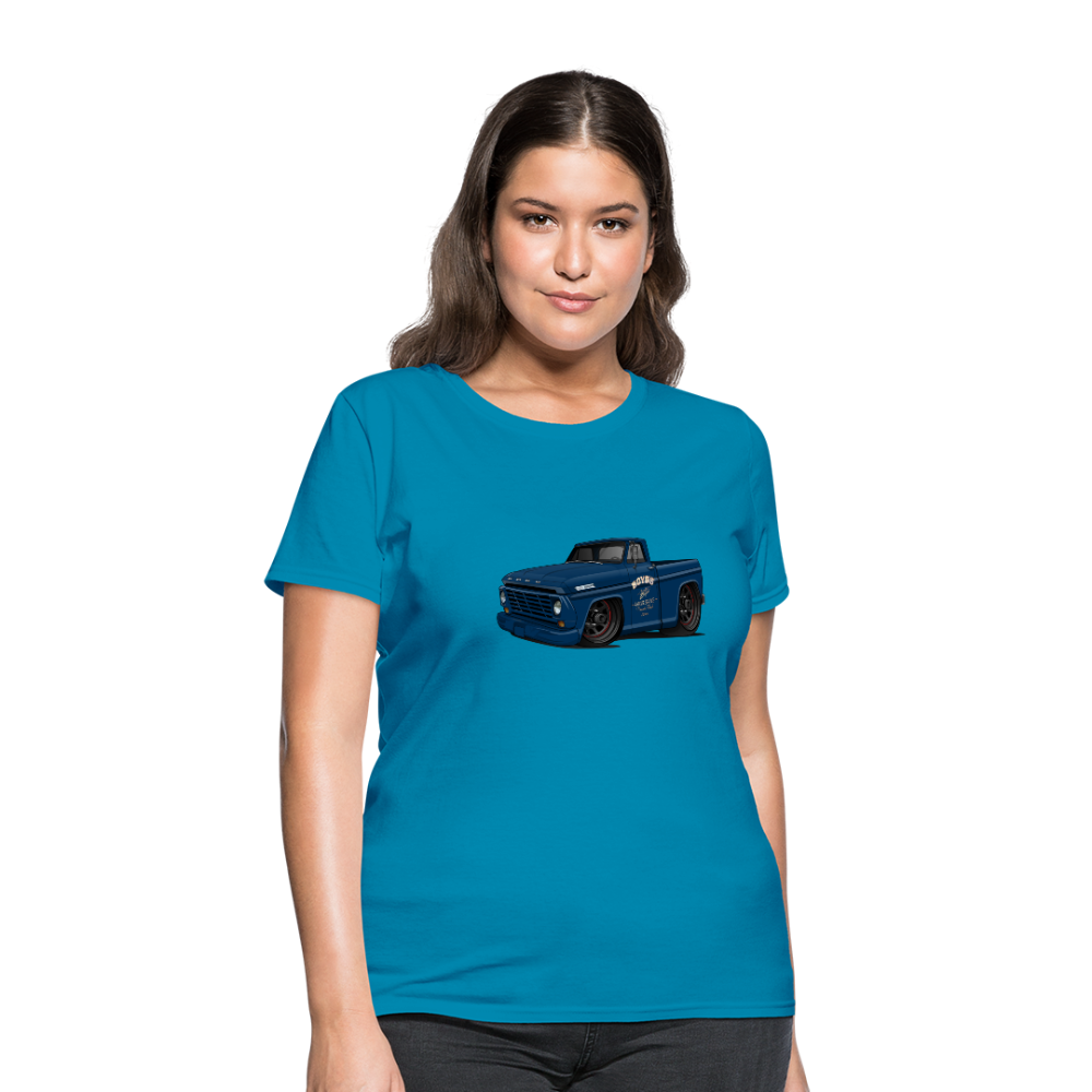 1967 Blue Ford F-100 Women's T-Shirt - turquoise