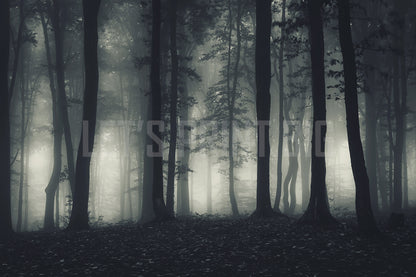 Eerie Trees Fog Scary Wallpapers Custom Designed Mural