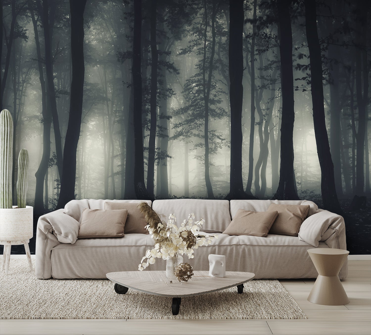 Eerie Trees Fog Scary Wallpapers Custom Designed Mural