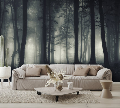 Eerie Trees Fog Scary Wallpapers Custom Designed Mural
