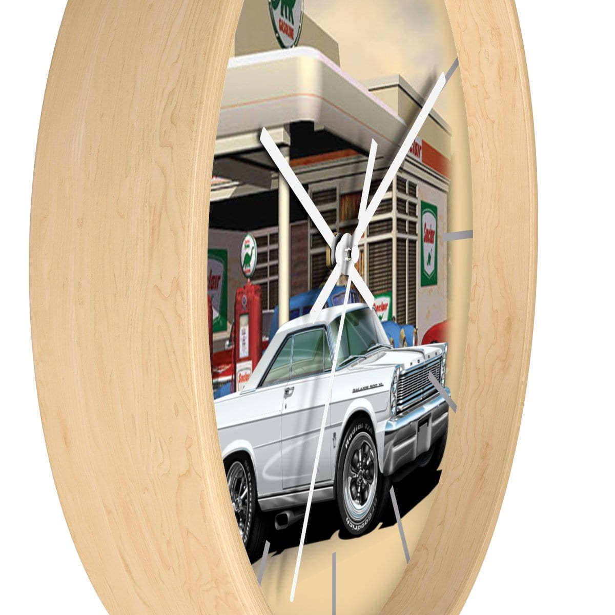 1965 Galaxie Gas Station muscle car art Wall clock