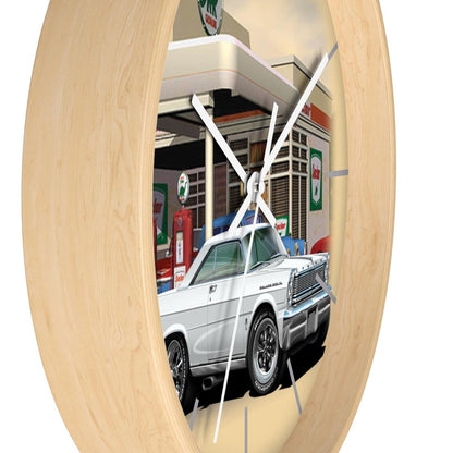 1965 Galaxie Gas Station muscle car art Wall clock
