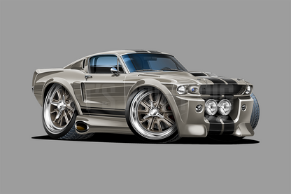 Car Art 1967 Shelby Mustang GT500 Eleanor Cartoon Wall Decal