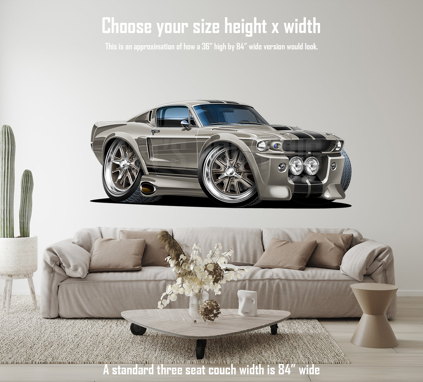 Car Art 1967 Shelby Mustang GT500 Eleanor Cartoon Wall Decal