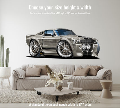 Car Art 1967 Shelby Mustang GT500 Eleanor Cartoon Wall Decal