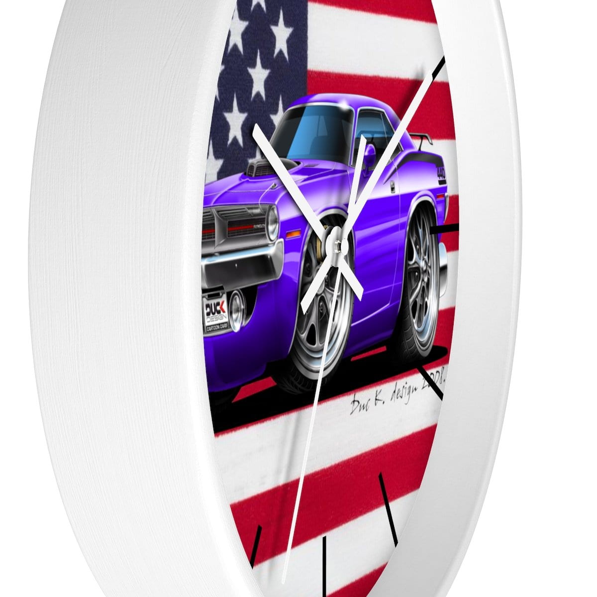 1970 Plymouth Cuda American Flag Wall clock