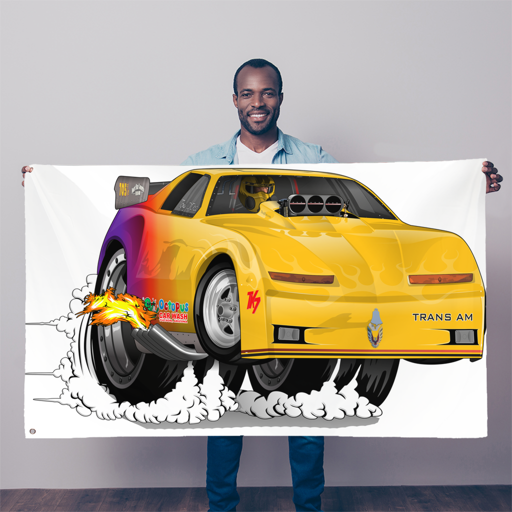 Yellow Firebird Trans Am Dragster Sublimation Flag