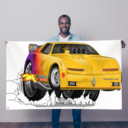 Yellow Firebird Trans Am Dragster Sublimation Flag