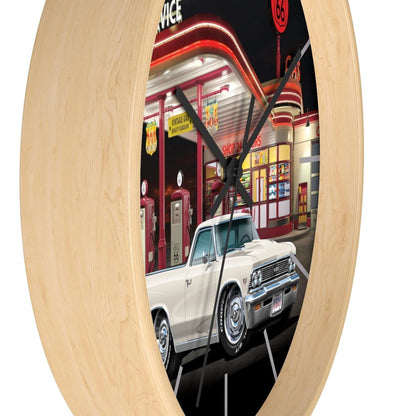 1966 El Camino Gas Station Route 66 Car Art Wall clock