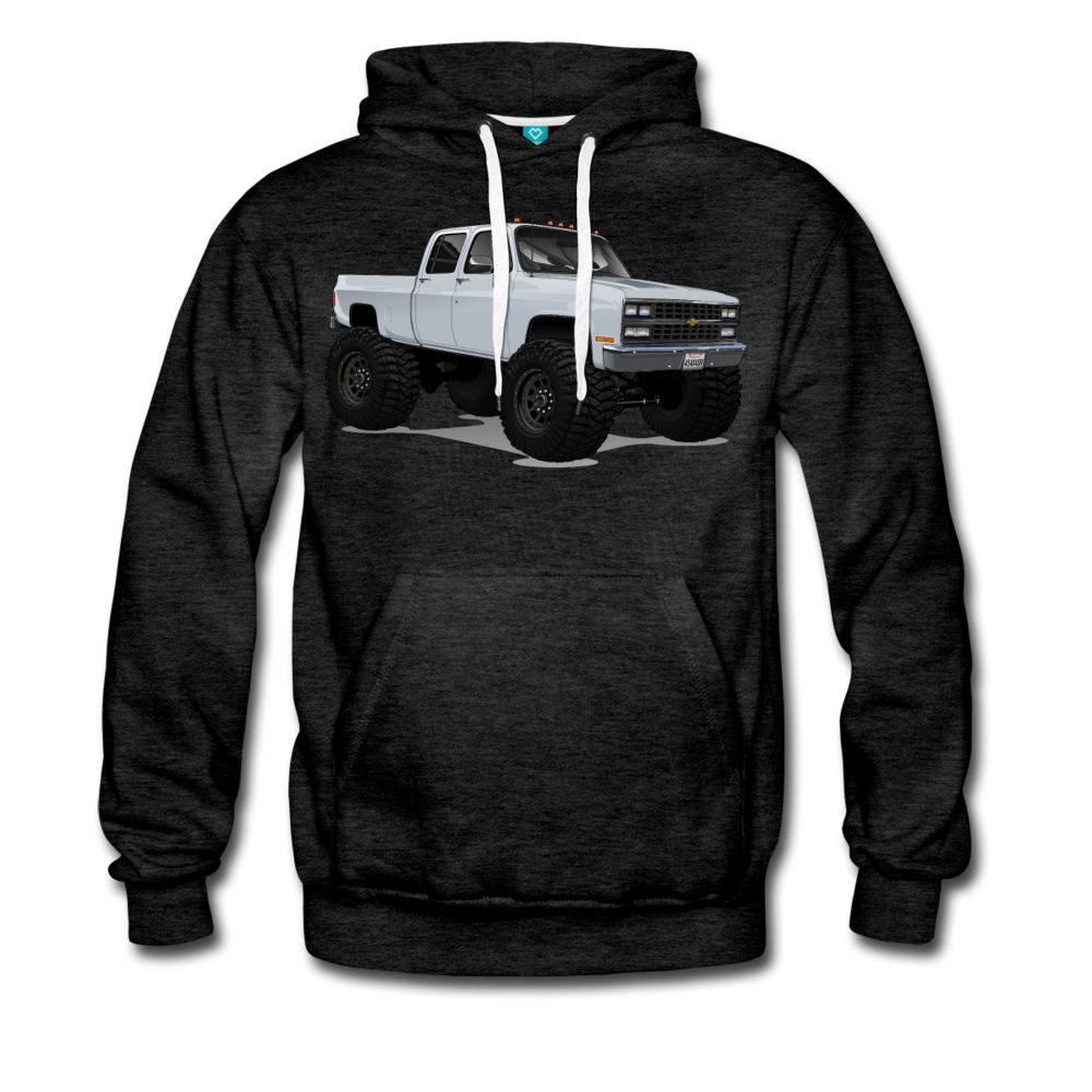 White Chevrolet 4x4 Crew Cab Pickup Truck Men’s Premium Hoodie - charcoal gray