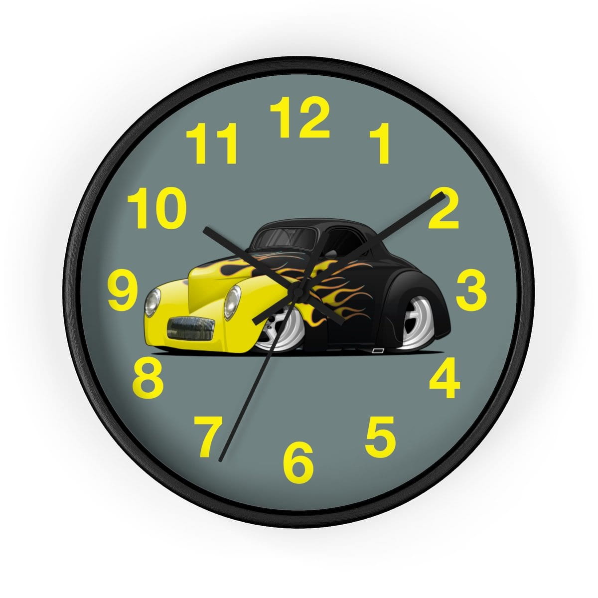Yellow Flames Coupe Wall clock