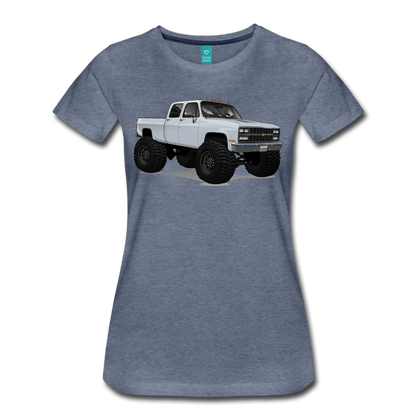 White Chevrolet 4x4 Crew Cab Pickup Truck Women’s Premium T-Shirt - heather blue