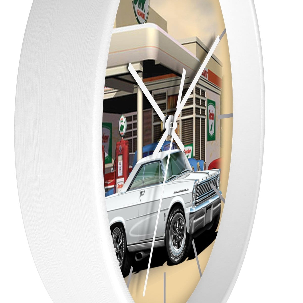 1965 Galaxie Gas Station muscle car art Wall clock