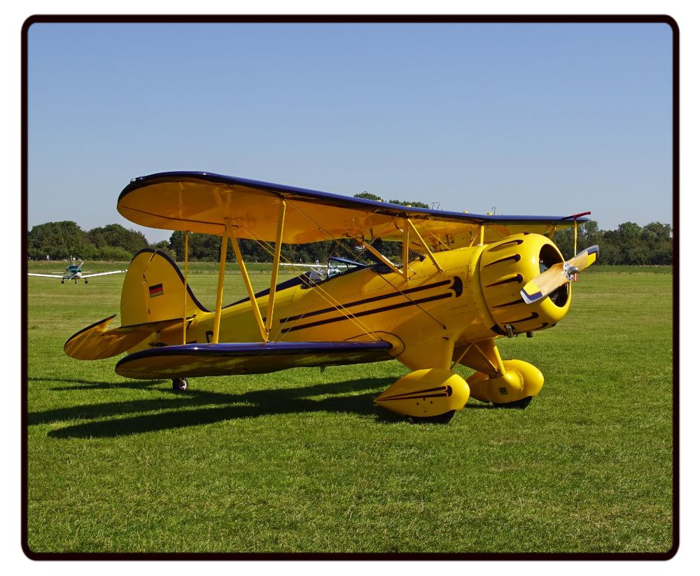 Yellow Waco Biplane Desk Mat