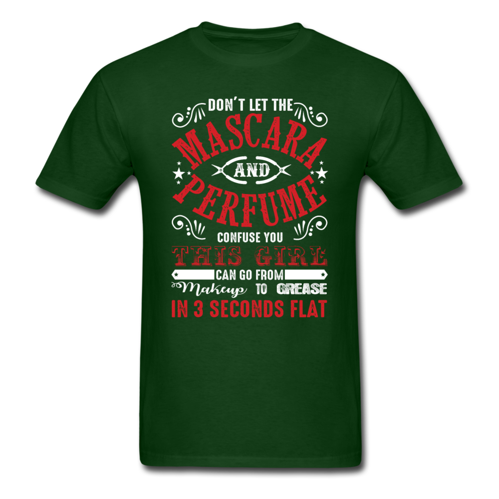 Mascara to Grease Girl Mechanic Men's T-Shirt - forest green