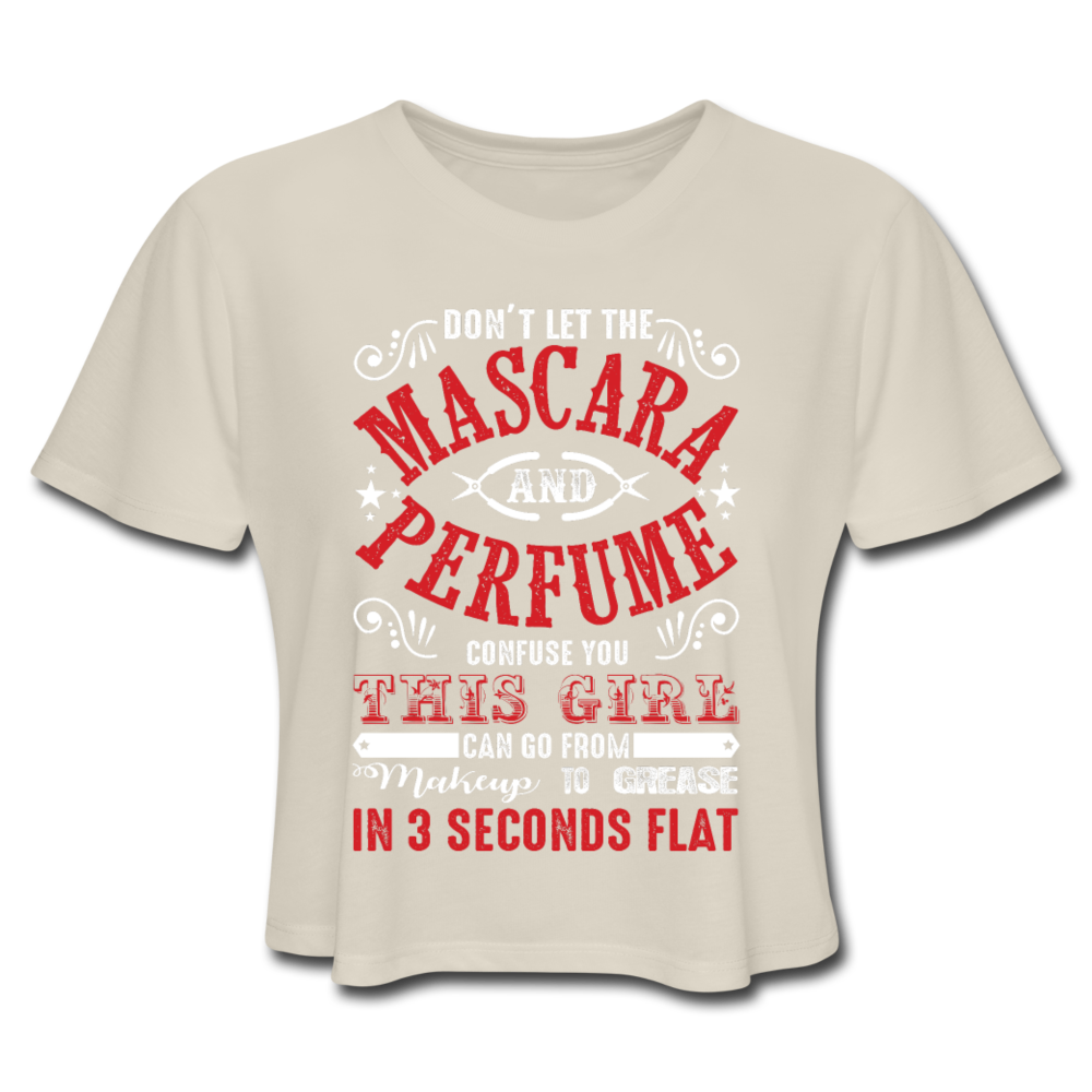 Mascara & Perfume to Grease Women's Cropped T-Shirt - Dust