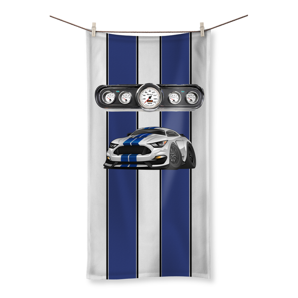 Mustang Hood Stripes Muscle Car Art Sublimation All Over Towel