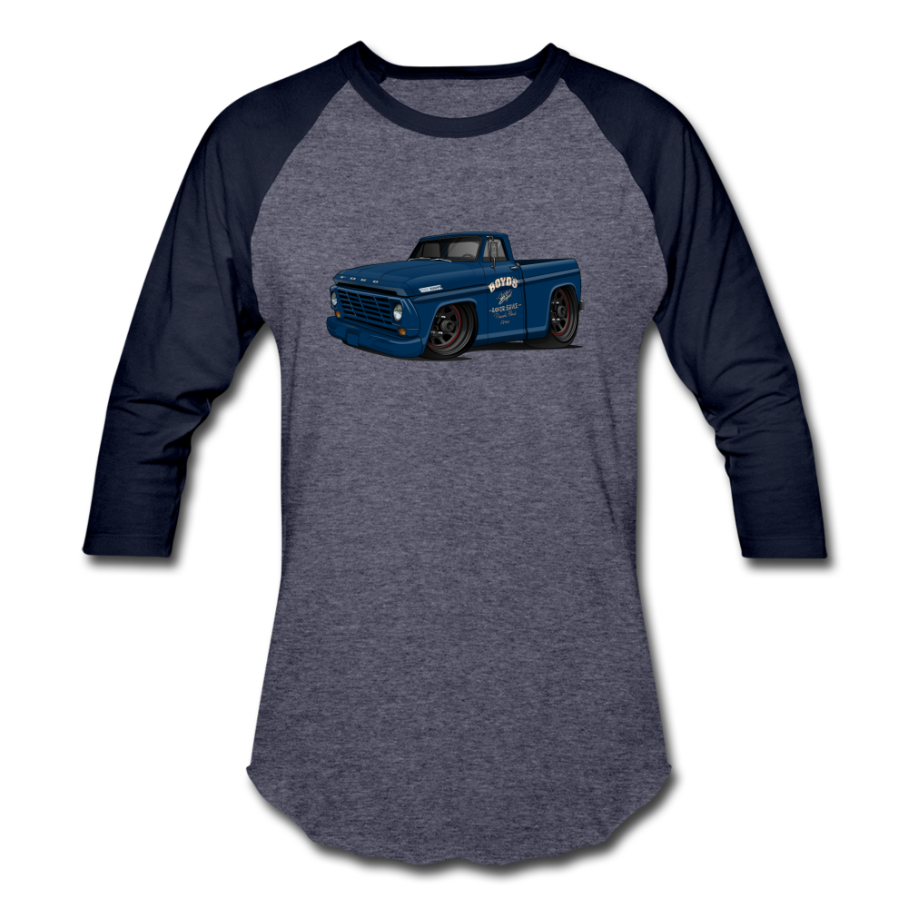 1967 Blue Ford F-100 Baseball T-Shirt - heather blue/navy