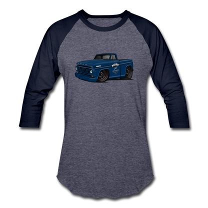 1967 Blue Ford F-100 Baseball T-Shirt - heather blue/navy