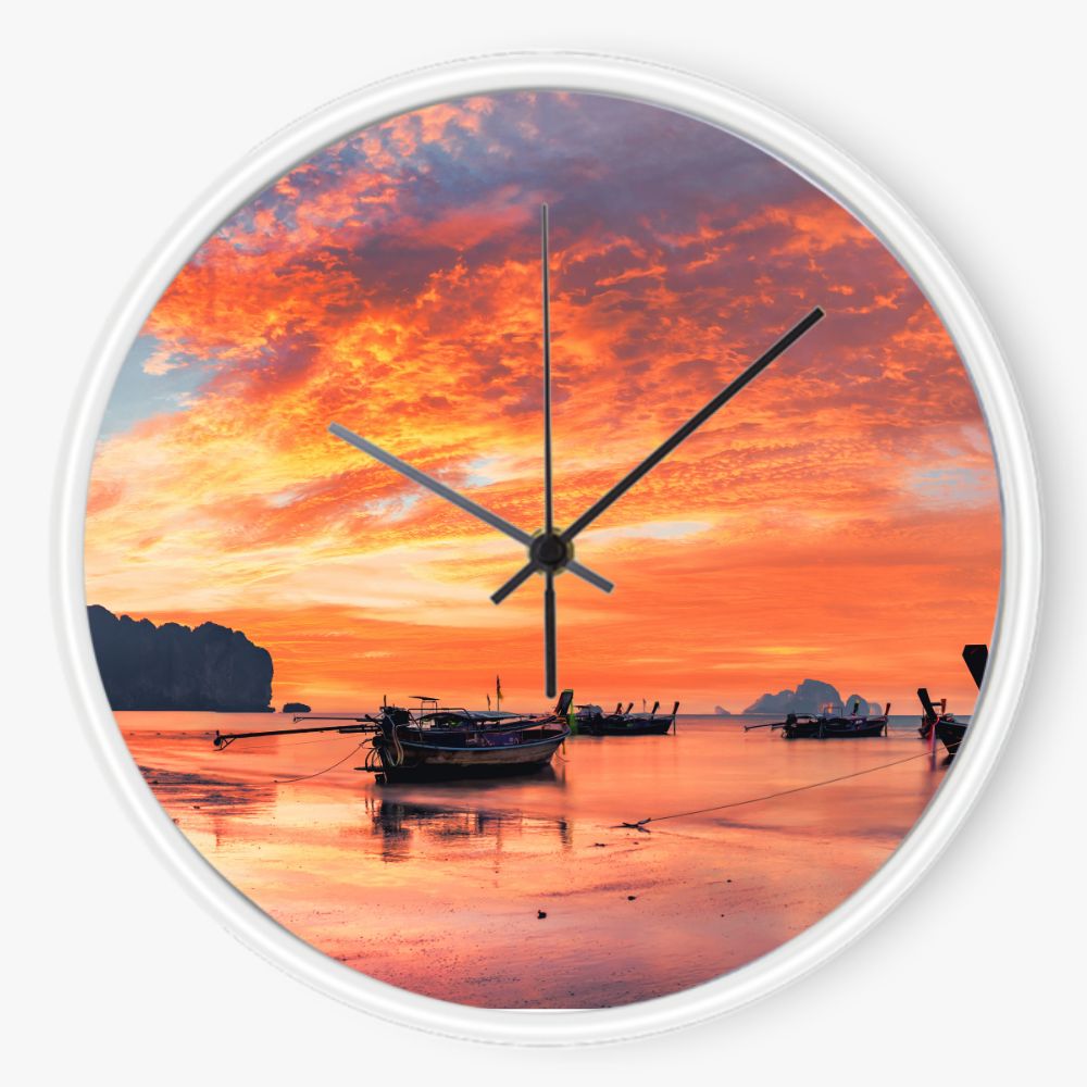 Boat Sunset 10 inch wall clock
