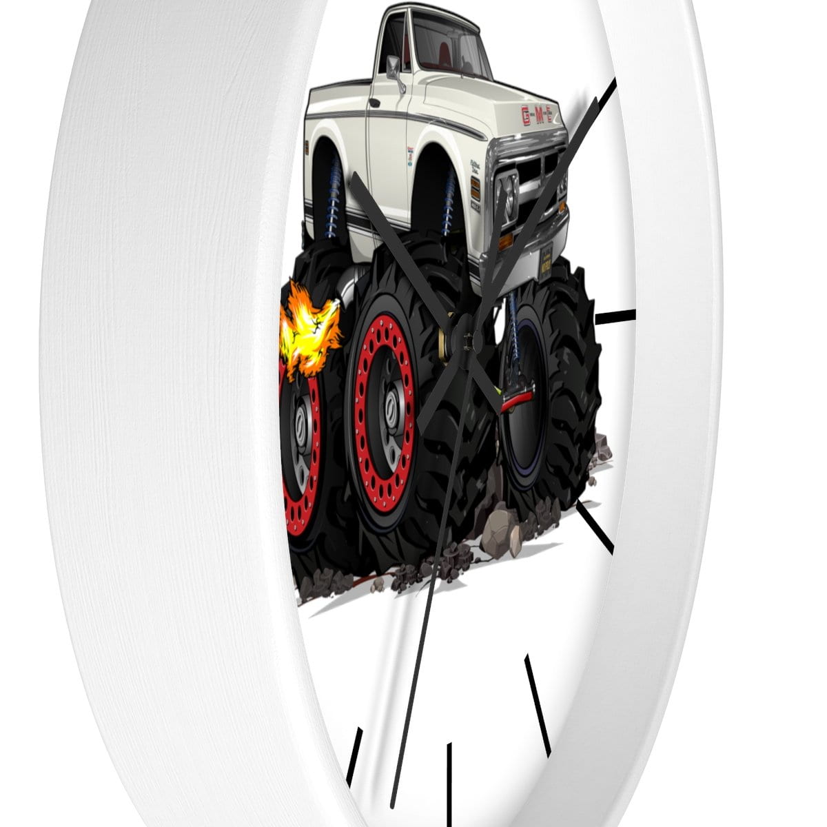 1972 GMC 4X4 Pickup Monster Truck with Rocks Car Art Wall clock