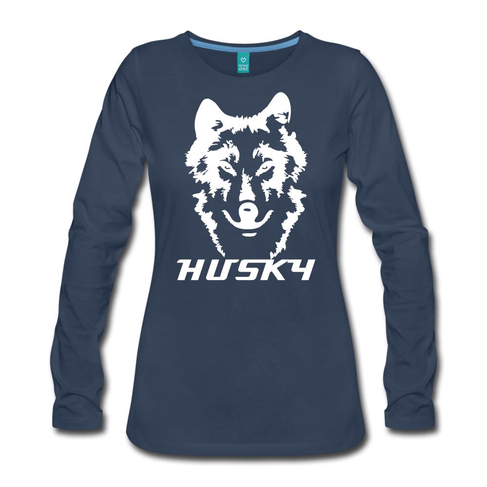 Siberian Husky Women's Premium Long Sleeve T-Shirt - navy