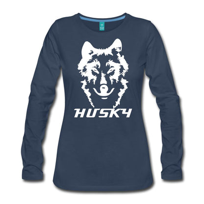 Siberian Husky Women's Premium Long Sleeve T-Shirt - navy