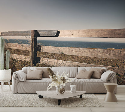 Old Wooden Fence with Water Mural Wallpaper