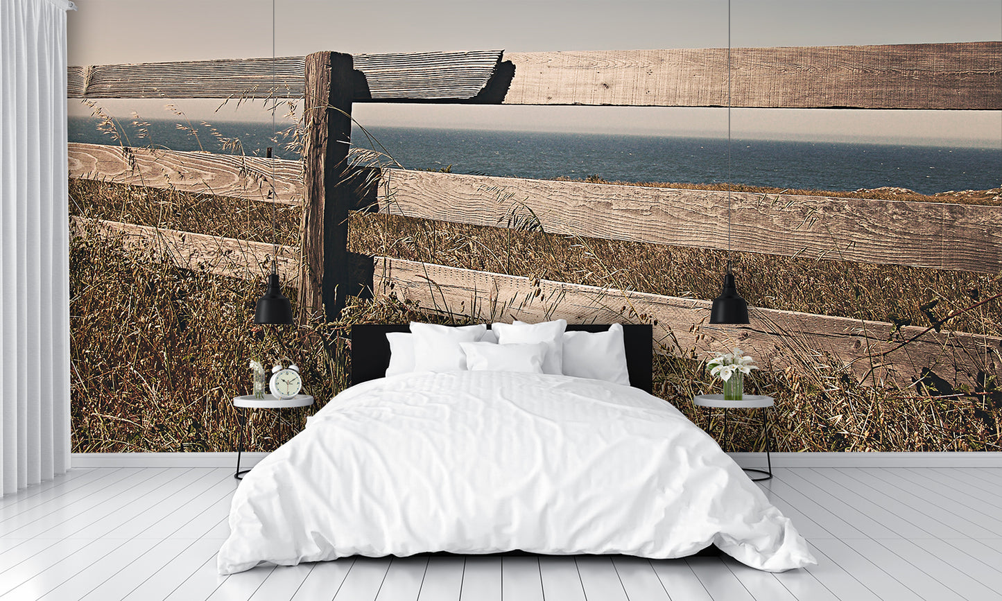 Old Wooden Fence with Water Mural Wallpaper