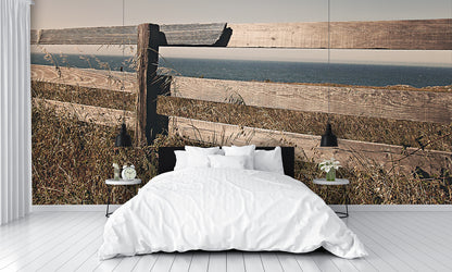 Old Wooden Fence with Water Mural Wallpaper