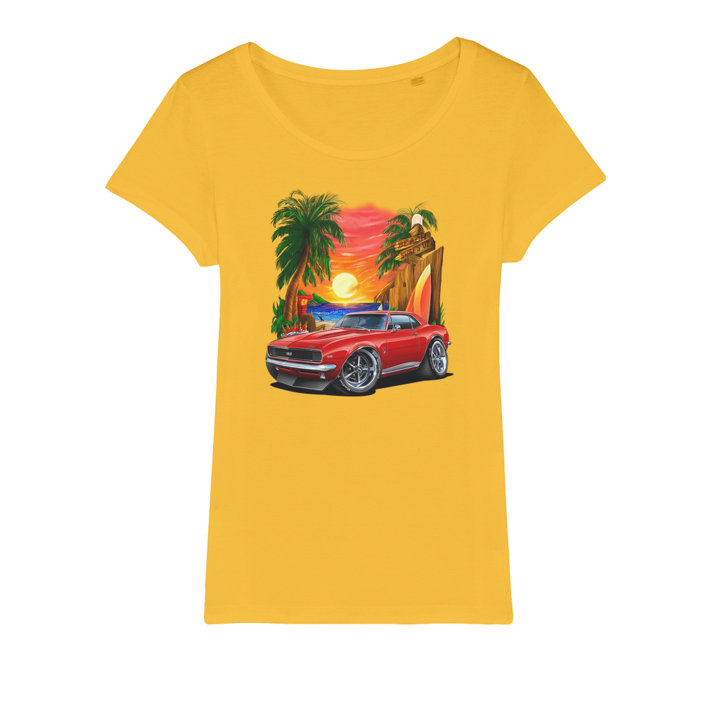 1967 Camaro SS Margaritaville Beach Car Art Organic Jersey Womens T-Shirt
