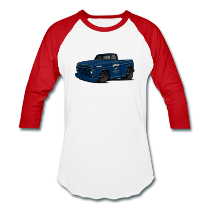 1967 Blue Ford F-100 Baseball T-Shirt - white/red