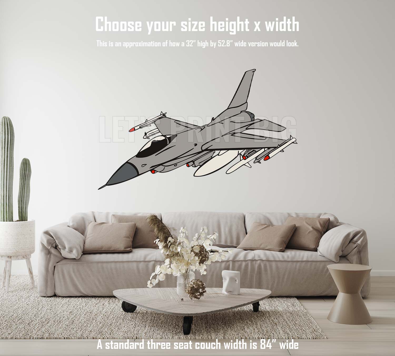 Fighter Jet Airplane Wall Art Decal Sticker – Let's Print Big