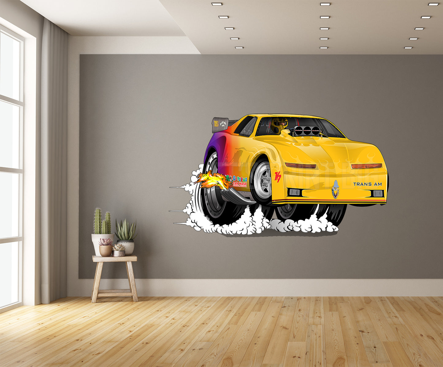 Yellow Firebird Trans Am Dragster Car Art Wall Decal