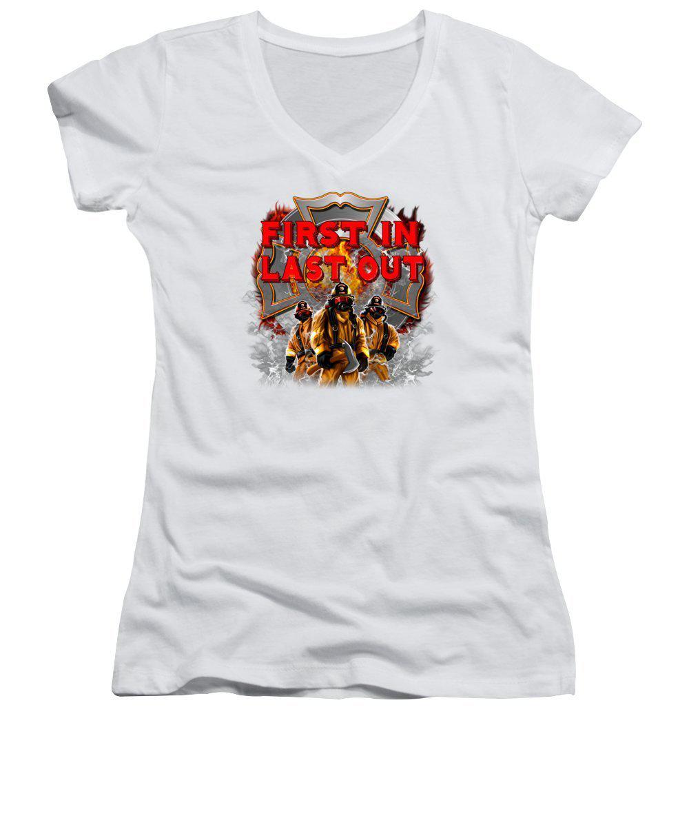 First In Last Out - Women's V-Neck (Athletic Fit)