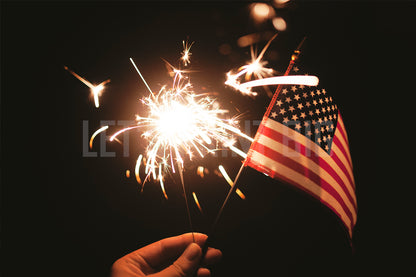 American Flag and Sparkler Wallpaper